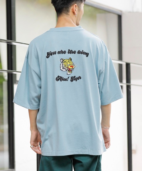 メンズ 刺繍ロゴ オーガニック Tシャツ ブルー 290 刺繍ロゴ Tシャツ（クラシックブルー） | SHE'S ONLINE SHOP