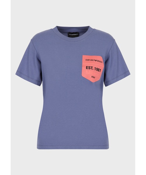 EMPORIO ARMANI(エンポリオアルマーニ)の「【エンポリオ アルマーニ】Tシャツ ジャージー製 エンボスエンブレムパッチ(Tシャツ/カットソー・レディース・ホワイト系その他/ブルー系・X-SMALL/SMALL)」の5枚目の写真