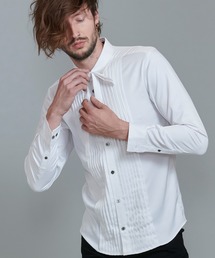【NO ID.】Ribbon Tie Pintuck Shirt / リボン タイ 付 ピンタック シャツ