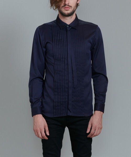 NO ID.（ノーアイディ）の「【NO ID.】Ribbon Tie Pintuck Shirt / リボン タイ 付 ピンタック シャツ（シャツ/ブラウス・メンズ・ネイビー/ブラック/ワイン/ホワイト・2/1）」の7枚目の写真