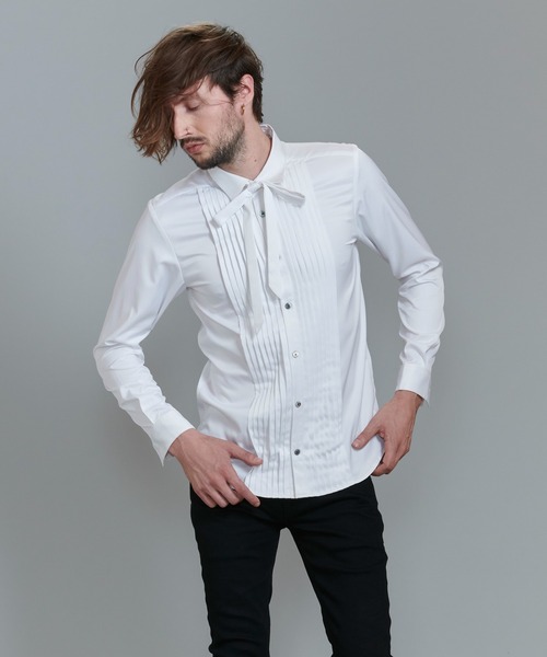 NO ID.（ノーアイディ）の「【NO ID.】Ribbon Tie Pintuck Shirt / リボン タイ 付 ピンタック シャツ（シャツ/ブラウス・メンズ・ネイビー/ブラック/ワイン/ホワイト・2/1）」の17枚目の写真