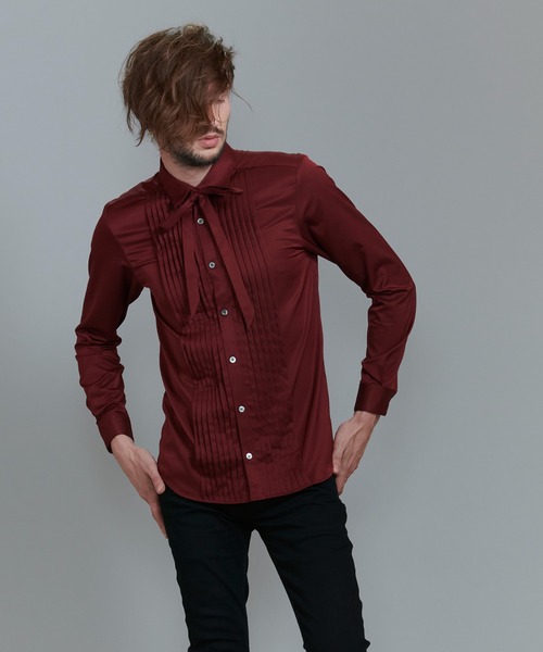 NO ID.（ノーアイディ）の「【NO ID.】Ribbon Tie Pintuck Shirt / リボン タイ 付 ピンタック シャツ（シャツ/ブラウス・メンズ・ネイビー/ブラック/ワイン/ホワイト・2/1）」の18枚目の写真