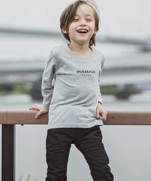 1piu1uguale3 RELAX（ウノピュウノウグァーレトレリラックス）の「1PIU1UGUALE3 RELAX(1PIU1UGUALE3 RELAX) キッズフロントロゴプリントロンＴ（Tシャツ/カットソー・キッズ・ホワイト/トップグレー/ブラック/ネイビー・150/130/110）」の8枚目の写真