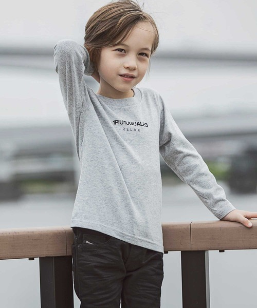 1piu1uguale3 RELAX（ウノピュウノウグァーレトレリラックス）の「1PIU1UGUALE3 RELAX(1PIU1UGUALE3 RELAX) キッズフロントロゴプリントロンＴ（Tシャツ/カットソー・キッズ・ホワイト/トップグレー/ブラック/ネイビー・150/130/110）」の15枚目の写真