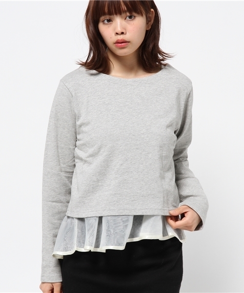 OUTLET（アウトレット）の「【who's who Chico】ペプラムタンクアンサンブル（Tシャツ/カットソー・レディース・ブラック/グレー/ホワイト・FREE）」の3枚目の写真