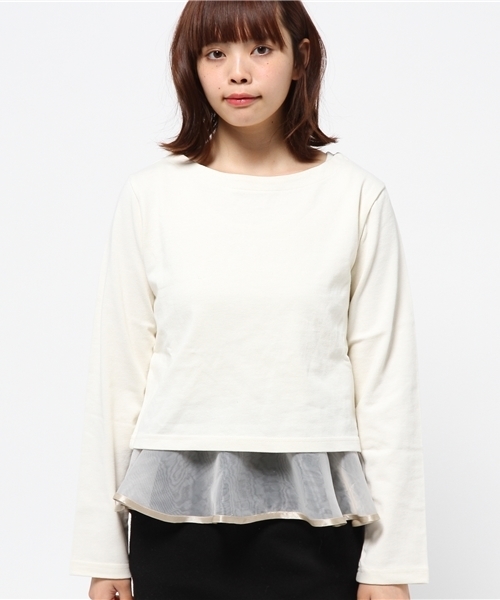 OUTLET（アウトレット）の「【who's who Chico】ペプラムタンクアンサンブル（Tシャツ/カットソー・レディース・ブラック/グレー/ホワイト・FREE）」の4枚目の写真