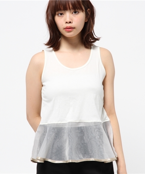 OUTLET（アウトレット）の「【who's who Chico】ペプラムタンクアンサンブル（Tシャツ/カットソー・レディース・ブラック/グレー/ホワイト・FREE）」の12枚目の写真
