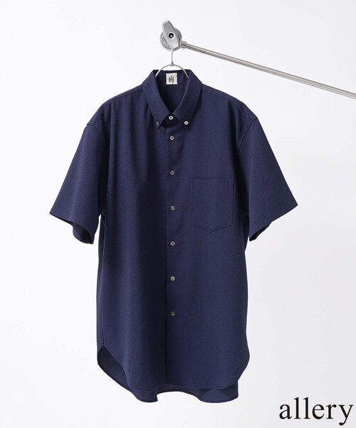 417 EDIFICE（フォーワンセブンエディフィス）の「【allery / アレリ―】シアサッカーショートスリーブシャツ（シャツ/ブラウス・メンズ・ホワイト/ブラック/ネイビー/サックスブルー・MEDIUM/LARGE/SMALL）」の4枚目の写真