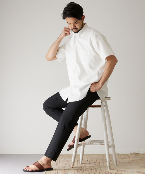 417 EDIFICE（フォーワンセブンエディフィス）の「【allery / アレリ―】シアサッカーショートスリーブシャツ（シャツ/ブラウス・メンズ・ホワイト/ブラック/ネイビー/サックスブルー・MEDIUM/LARGE/SMALL）」の11枚目の写真