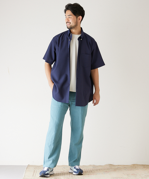 417 EDIFICE（フォーワンセブンエディフィス）の「【allery / アレリ―】シアサッカーショートスリーブシャツ（シャツ/ブラウス・メンズ・ホワイト/ブラック/ネイビー/サックスブルー・MEDIUM/LARGE/SMALL）」の15枚目の写真