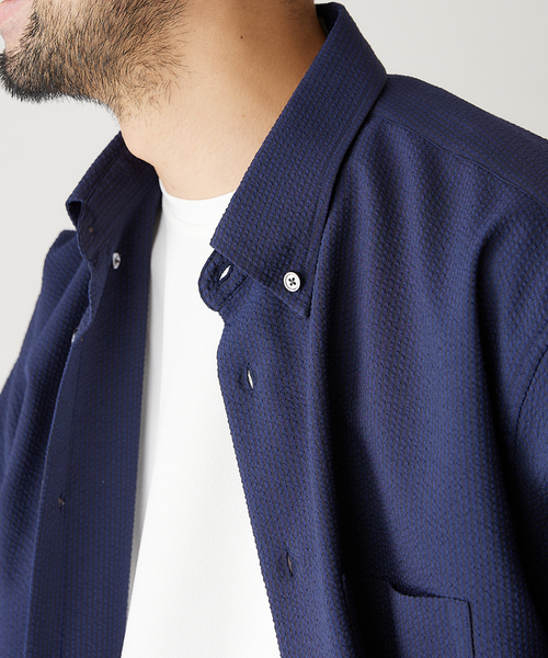 417 EDIFICE（フォーワンセブンエディフィス）の「【allery / アレリ―】シアサッカーショートスリーブシャツ（シャツ/ブラウス・メンズ・ホワイト/ブラック/ネイビー/サックスブルー・MEDIUM/LARGE/SMALL）」の20枚目の写真