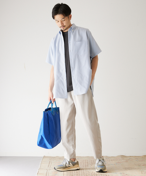 417 EDIFICE（フォーワンセブンエディフィス）の「【allery / アレリ―】シアサッカーショートスリーブシャツ（シャツ/ブラウス・メンズ・ホワイト/ブラック/ネイビー/サックスブルー・MEDIUM/LARGE/SMALL）」の21枚目の写真