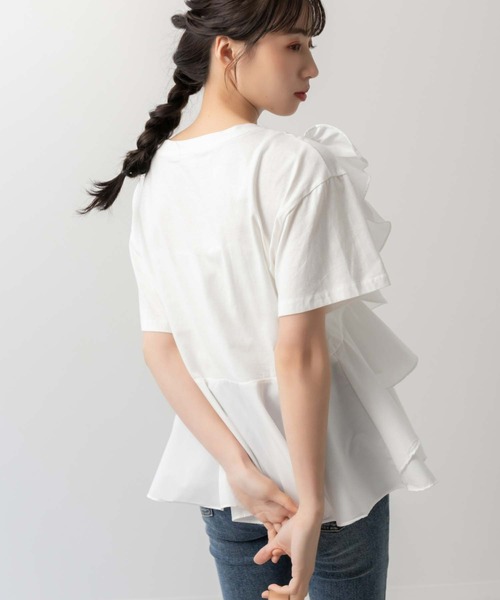 fifth(フィフス)の「フロントフリルペプラムトップス(Tシャツ/カットソー・レディース・ホワイト/ブラック・M)」の7枚目の写真