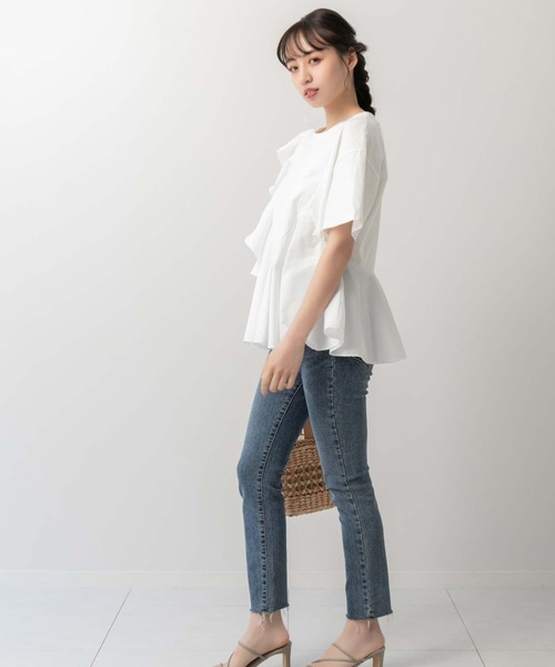 fifth(フィフス)の「フロントフリルペプラムトップス(Tシャツ/カットソー・レディース・ホワイト/ブラック・M)」の8枚目の写真
