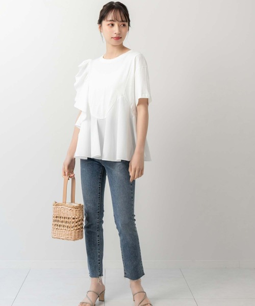 fifth(フィフス)の「フロントフリルペプラムトップス(Tシャツ/カットソー・レディース・ホワイト/ブラック・M)」の9枚目の写真