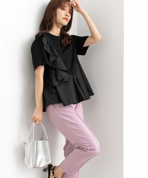 tシャツ メッシュフリルヘムトップス レディース lilLilly tシャツ メッシュフリルヘムトップス レディース