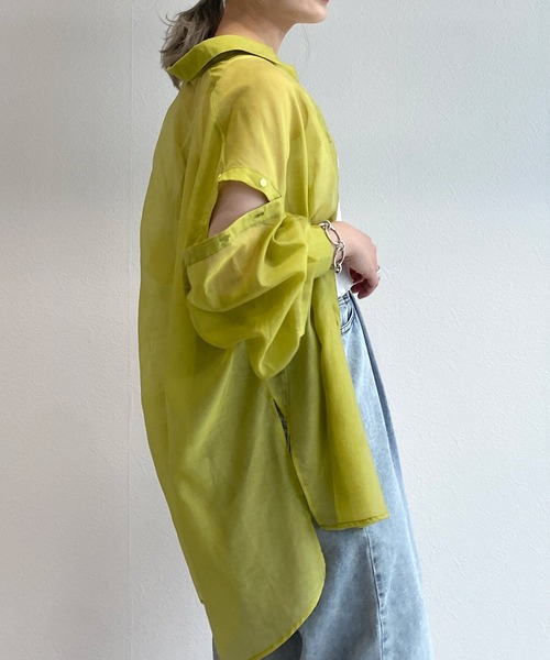 w closet（ダブルクローゼット）の「【2WAY】ショルダースリットシアーシャツ（シャツ/ブラウス・レディース・ライム/アイボリー/ラベンダー/パープル/ブラウン/スモークピンク・FREE）」の20枚目の写真