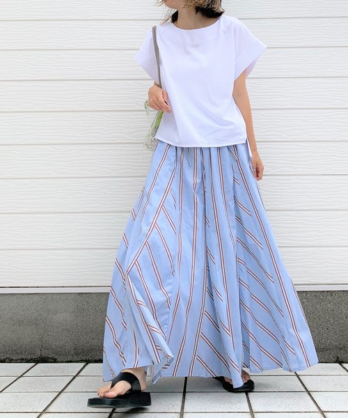 Q（キュー）の「ストライプマチ切替スカート（スカート・レディース・グリーン系その他/ブルー系その他・MEDIUM）」の7枚目の写真