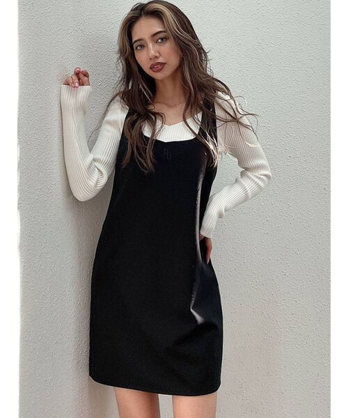 GYDA(ジェイダ)の「スクエアバックオープンミニワンピース(ワンピース・レディース・アイボリー/ブラック・FREE)」の4枚目の写真