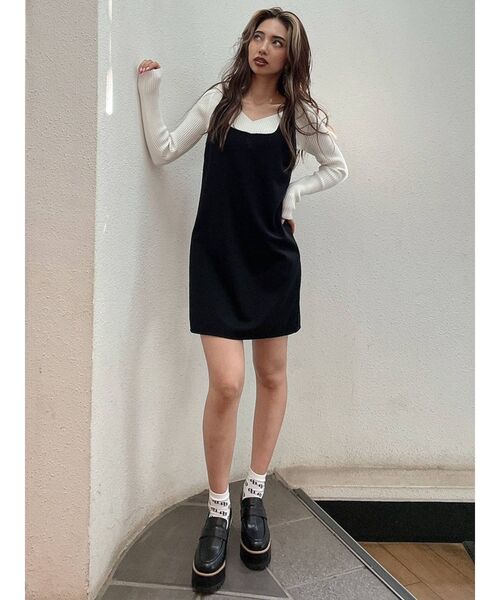 GYDA(ジェイダ)の「スクエアバックオープンミニワンピース(ワンピース・レディース・アイボリー/ブラック・FREE)」の14枚目の写真