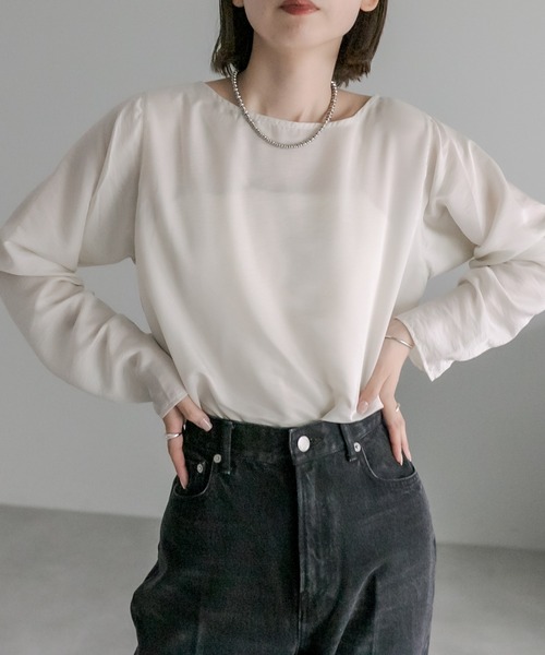 mystic（ミスティック）の「シアープルオーバー（シャツ/ブラウス・レディース・ブラック/オフホワイト/アイボリー・FREE）」の3枚目の写真