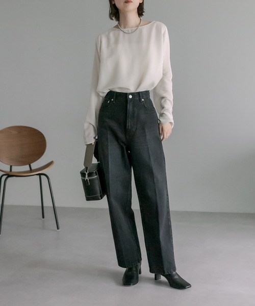 mystic（ミスティック）の「シアープルオーバー（シャツ/ブラウス・レディース・ブラック/オフホワイト/アイボリー・FREE）」の6枚目の写真