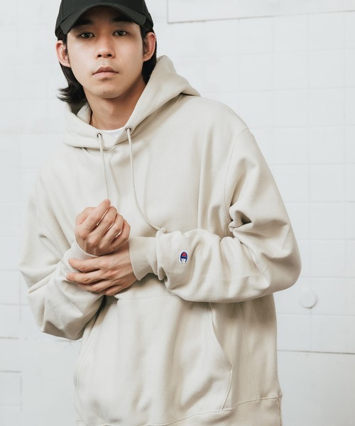 Champion（チャンピオン）の「champion/チャンピオン 12oz リバースウィーブ/REVERSE WEAVE ビッグシルエット プルオーバーパーカー フーディ ユニセックス（パーカー・メンズ・ネイビー/シルバーグレー/ブラック/サンドベージュ/ブルー/ストーン/オリーブ/ホワイト/ケリーグリーン/ヘザーチャコール/グレー・M/S/L/XL）」の6枚目の写真