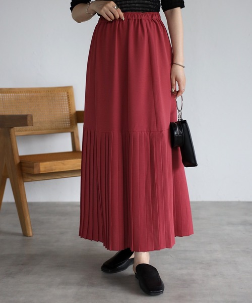 EASEBLUE（イーズブルー）の「裾プリーツスカート（スカート・レディース・カーキ/ピンク/アイボリー・FREE）」の3枚目の写真