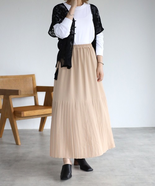 EASEBLUE（イーズブルー）の「裾プリーツスカート（スカート・レディース・カーキ/ピンク/アイボリー・FREE）」の12枚目の写真