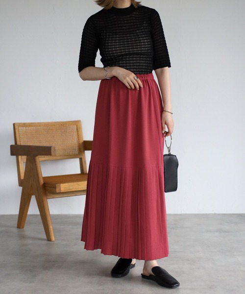 EASEBLUE（イーズブルー）の「裾プリーツスカート（スカート・レディース・カーキ/ピンク/アイボリー・FREE）」の17枚目の写真