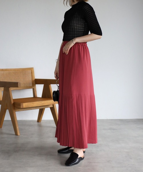EASEBLUE（イーズブルー）の「裾プリーツスカート（スカート・レディース・カーキ/ピンク/アイボリー・FREE）」の18枚目の写真