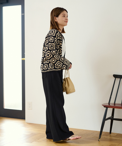 JOURNAL STANDARD(ジャーナルスタンダード)の「コットンクロシェカーディガン(カーディガン/ボレロ・レディース・ブラック/レッド・FREE)」の5枚目の写真