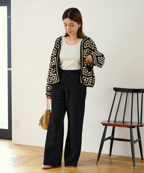 JOURNAL STANDARD(ジャーナルスタンダード)の「コットンクロシェカーディガン(カーディガン/ボレロ・レディース・ブラック/レッド・FREE)」の14枚目の写真