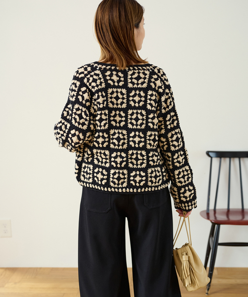 JOURNAL STANDARD(ジャーナルスタンダード)の「コットンクロシェカーディガン(カーディガン/ボレロ・レディース・ブラック/レッド・FREE)」の17枚目の写真