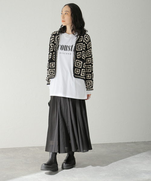 JOURNAL STANDARD(ジャーナルスタンダード)の「コットンクロシェカーディガン(カーディガン/ボレロ・レディース・ブラック/レッド・FREE)」の3枚目の写真