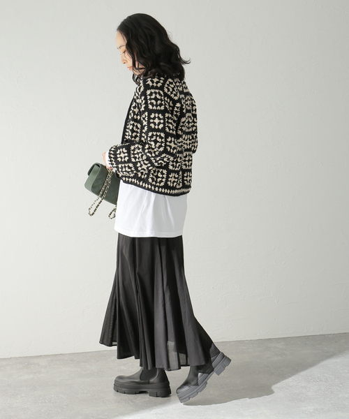 JOURNAL STANDARD(ジャーナルスタンダード)の「コットンクロシェカーディガン(カーディガン/ボレロ・レディース・ブラック/レッド・FREE)」の6枚目の写真