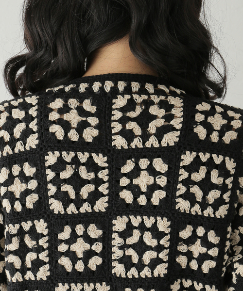 JOURNAL STANDARD(ジャーナルスタンダード)の「コットンクロシェカーディガン(カーディガン/ボレロ・レディース・ブラック/レッド・FREE)」の16枚目の写真