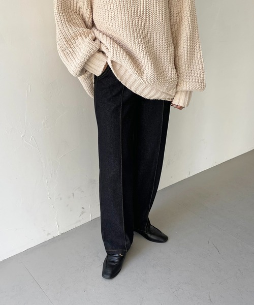 CLEIO（クレイオ）の「【CLEIO】デニムストレートパンツ（デニムパンツ・レディース・ブラック/ネイビー・S/M）」の3枚目の写真