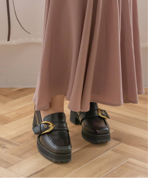 RANDA（ランダ）の「ボリュームソールベルトローファー（ローファー・レディース・ブラック/ダークブラウン/チェック/アイボリー・LL/S/M/L）」の13枚目の写真