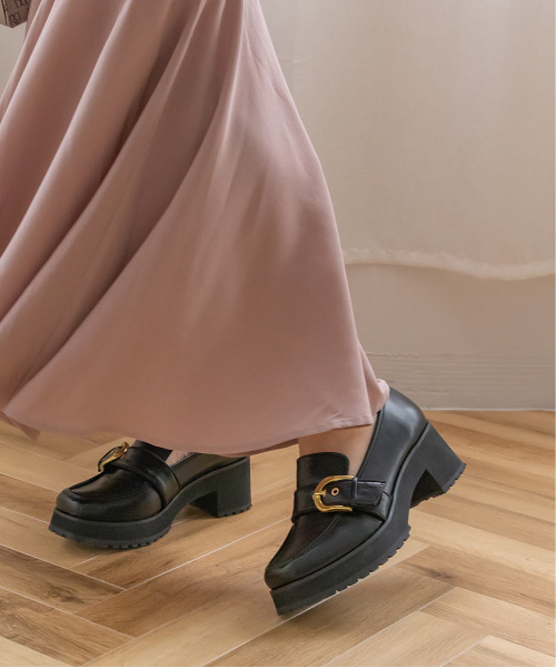 RANDA（ランダ）の「ボリュームソールベルトローファー（ローファー・レディース・ブラック/ダークブラウン/チェック/アイボリー・LL/S/M/L）」の14枚目の写真