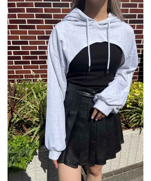 PHILLY(フィリー)の「2WAY SETショートパーカー(パーカー・レディース・ライトグレー/ブラック・FREE)」の7枚目の写真