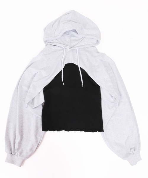 PHILLY(フィリー)の「2WAY SETショートパーカー(パーカー・レディース・ライトグレー/ブラック・FREE)」の8枚目の写真
