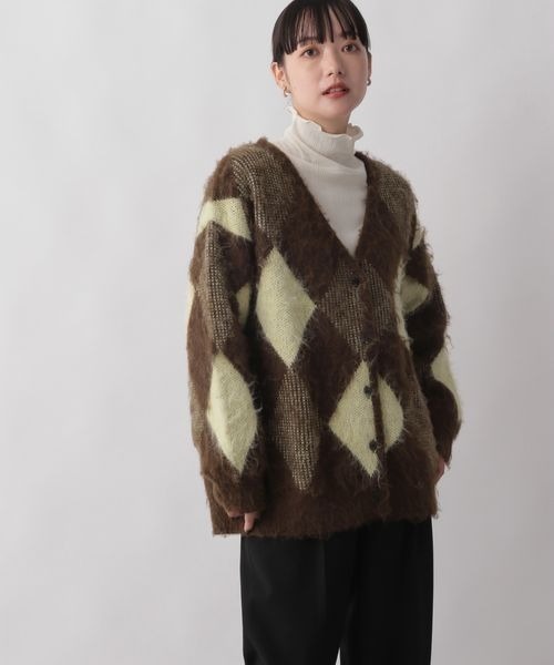 LOWRYS FARM（ローリーズファーム）の「アーガイルシャギーカーディガン　162394（カーディガン/ボレロ・レディース・ブラック/ブルー/イエロー・FREE）」の3枚目の写真