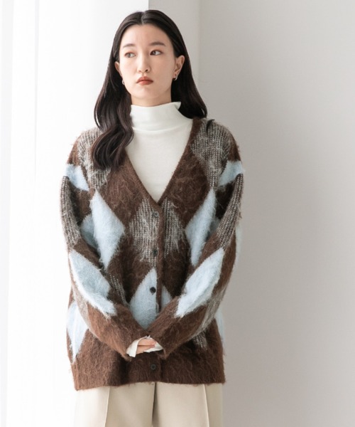 LOWRYS FARM（ローリーズファーム）の「アーガイルシャギーカーディガン　162394（カーディガン/ボレロ・レディース・ブラック/ブルー/イエロー・FREE）」の2枚目の写真