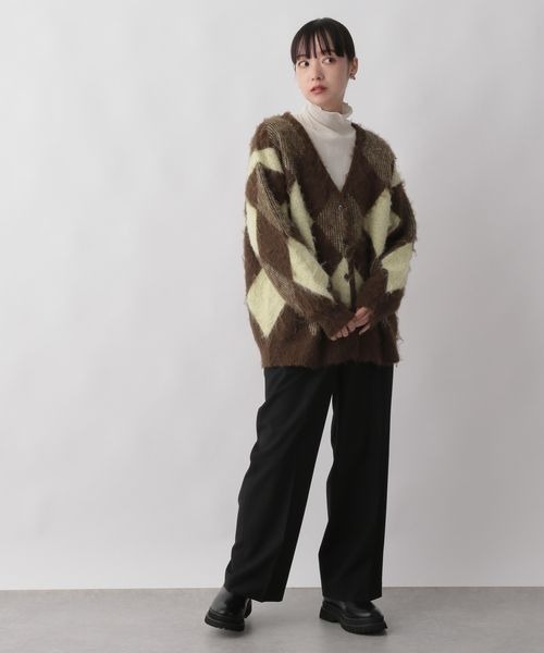 LOWRYS FARM（ローリーズファーム）の「アーガイルシャギーカーディガン　162394（カーディガン/ボレロ・レディース・ブラック/ブルー/イエロー・FREE）」の6枚目の写真