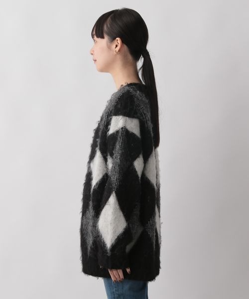 LOWRYS FARM（ローリーズファーム）の「アーガイルシャギーカーディガン　162394（カーディガン/ボレロ・レディース・ブラック/ブルー/イエロー・FREE）」の10枚目の写真