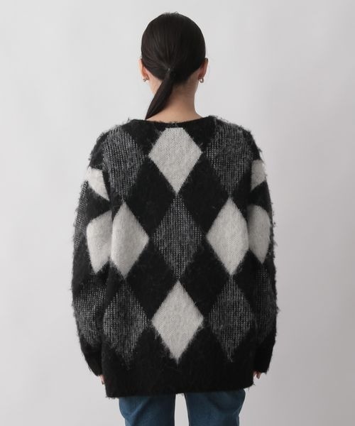 LOWRYS FARM（ローリーズファーム）の「アーガイルシャギーカーディガン　162394（カーディガン/ボレロ・レディース・ブラック/ブルー/イエロー・FREE）」の11枚目の写真