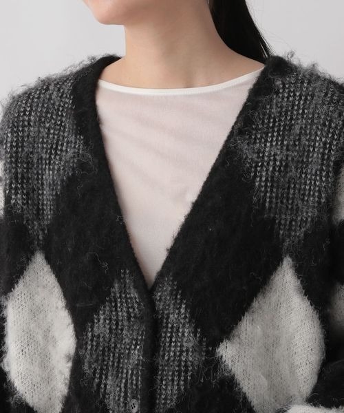 LOWRYS FARM（ローリーズファーム）の「アーガイルシャギーカーディガン　162394（カーディガン/ボレロ・レディース・ブラック/ブルー/イエロー・FREE）」の12枚目の写真