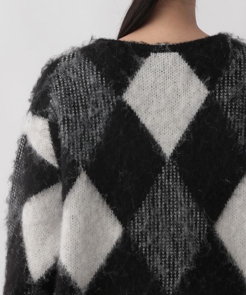 LOWRYS FARM（ローリーズファーム）の「アーガイルシャギーカーディガン　162394（カーディガン/ボレロ・レディース・ブラック/ブルー/イエロー・FREE）」の15枚目の写真