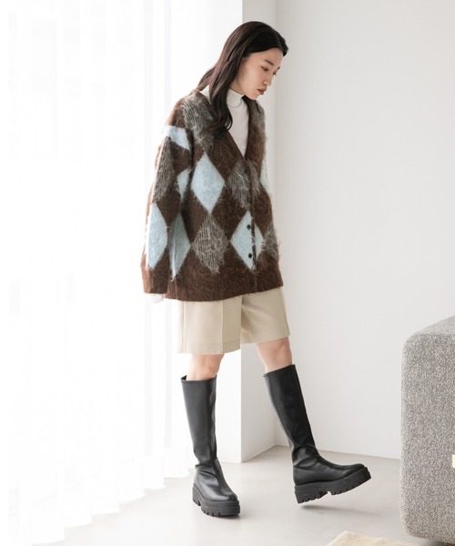 LOWRYS FARM（ローリーズファーム）の「アーガイルシャギーカーディガン　162394（カーディガン/ボレロ・レディース・ブラック/ブルー/イエロー・FREE）」の21枚目の写真